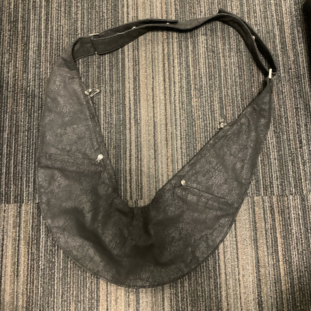 Sash bag- black rough faux suede